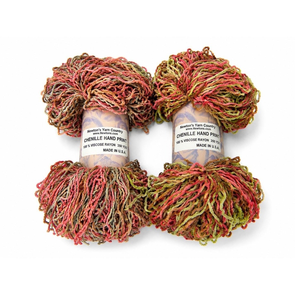 Newton's Yarn Country Chenille Hand Print Yarn Lot of 2 Rayon 350 Yds USA
